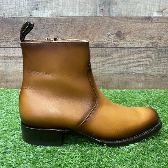 Men's Western Rodeo Genuine Honey Leather Half Boots with Zipper Dubai Toe 266 - Picture 6 of 8